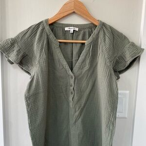Madewell Sage Green Ruffle Sleeve Blouse